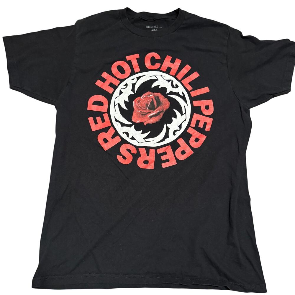 Red Hot Chili Peppers Blood Sugar Sex Magik Rose T-Shirt Mens L Black Band Tee